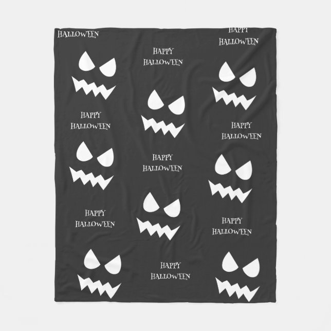 Happy Halloween Scary Pumpkin Ghost Face  Fleece Blanket (Front)