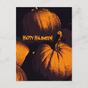 Happy halloween scary pumpkin postcard