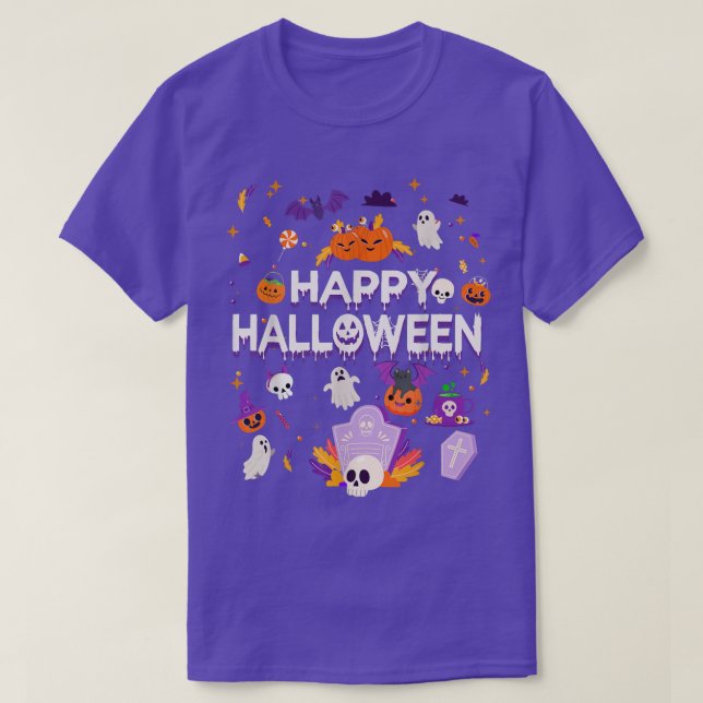 Happy Halloween Scary Retro Kids Boo Ghost Pumpkin T-Shirt (Design Front)