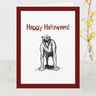 Happy Halloween Scary Spooky Demon Hell Dog Card