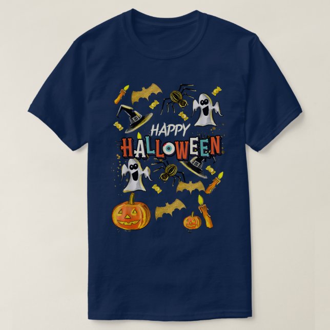Happy Halloween Scary Spooky Retro Style Boys Girl T-Shirt (Design Front)
