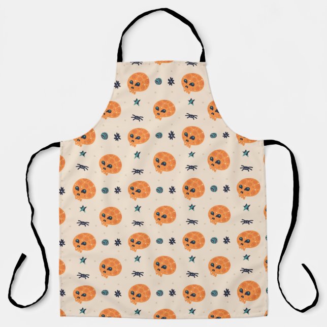 Happy Halloween seamless pattern, background. Skul Apron (Front)