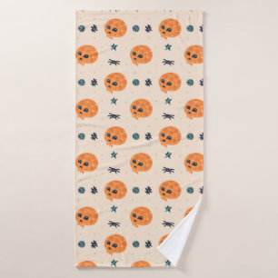 Happy Halloween seamless pattern, background. Skul Bath Towel