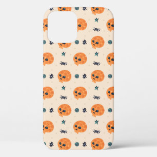 Happy Halloween seamless pattern, background. Skul iPhone 12 Case