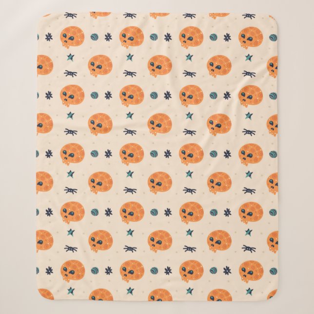 Happy Halloween seamless pattern, background. Skul Sherpa Blanket (Front)
