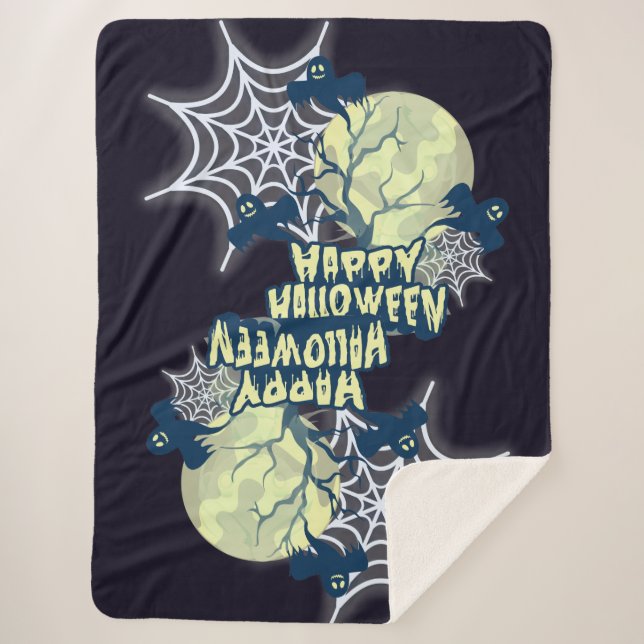 Happy, Halloween Sherpa Blanket (Front)