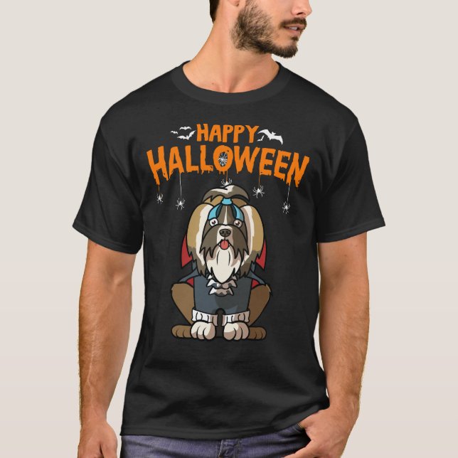 Happy Halloween Shih Tzu Dog T-Shirt (Front)