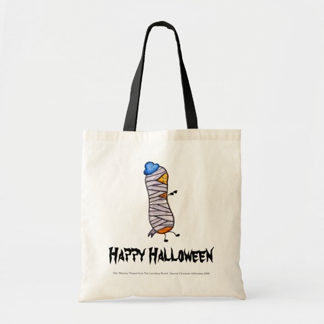 Happy Halloween Shy Peanut Mummy Tote Bag (Front)
