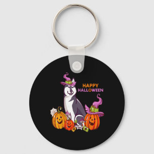 Happy Halloween Siberian Husky Funny Cute Key Ring