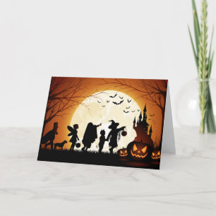 Happy Halloween Silhouette Children Card