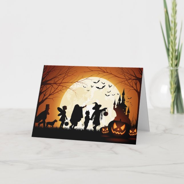 Happy Halloween Silhouette Children Card (Front)