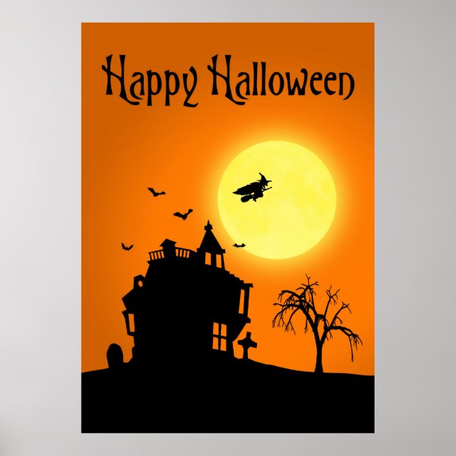 Happy Halloween Silhouette Landscape Poster (Front)