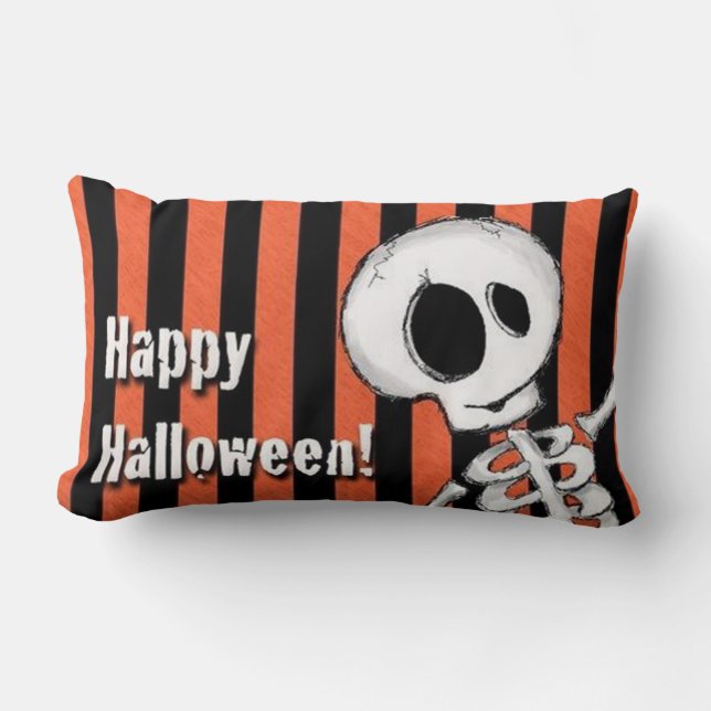 Happy Halloween Silly Skeleton Lumbar Cushion (Front)