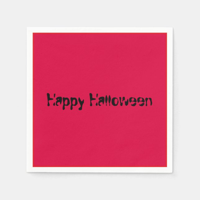 Happy Halloween Simple Clean Solid Red Napkin (Front)