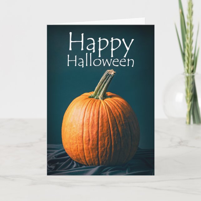 Happy Halloween Simple Pumpkin Still Life Holiday Card (Front)