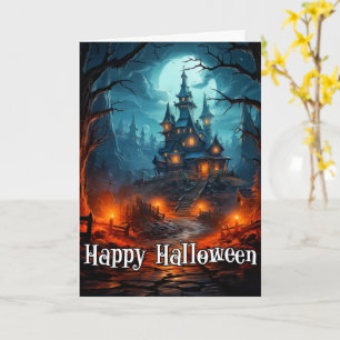 Happy Halloween   Sinister Old Haunted Mansion Card
