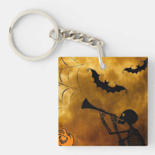 Happy Halloween Skeleton and Spider Keychain