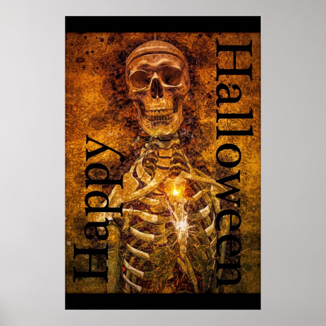 Happy Halloween Skeleton Art Poster (Front)