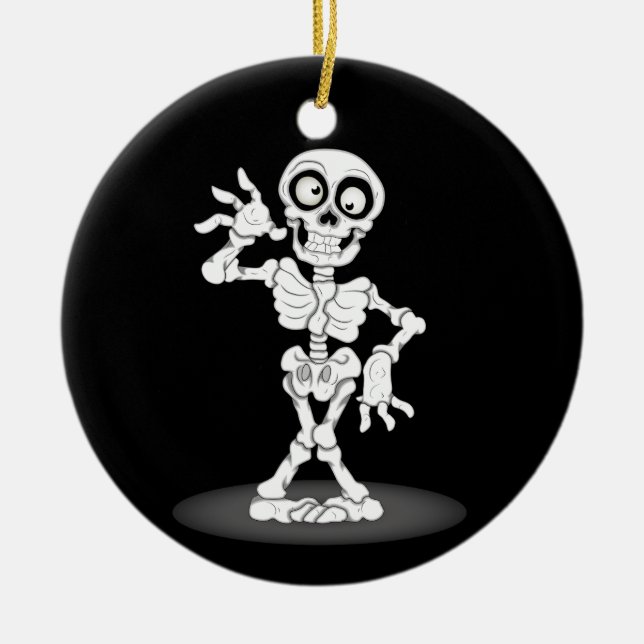 Happy Halloween Skeleton Ceramic Tree Decoration (Front)