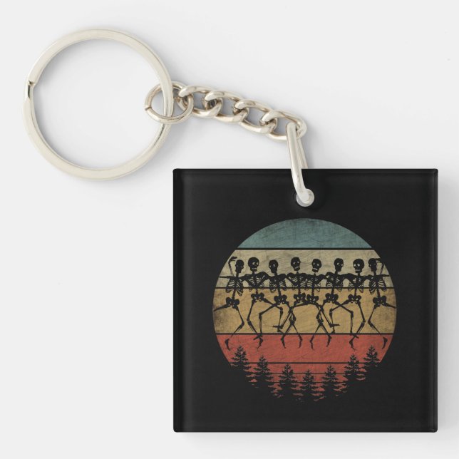 HAPPY HALLOWEEN SKELETON DANCE KEY RING (Front)