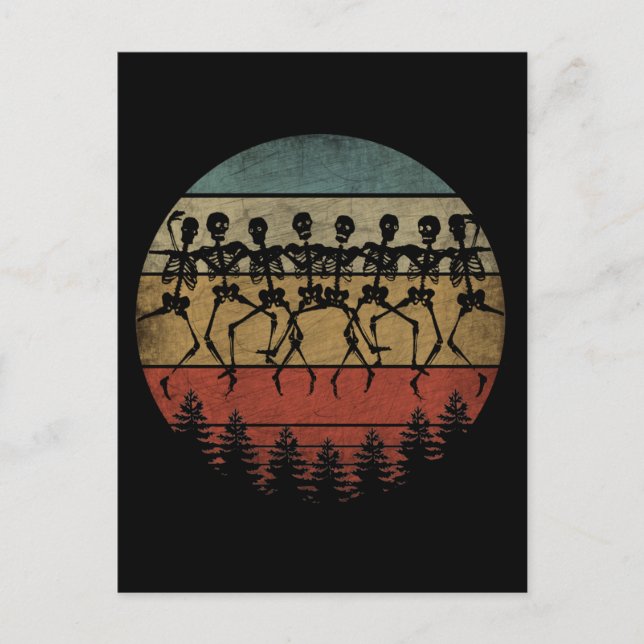 HAPPY HALLOWEEN SKELETON DANCE POSTCARD (Front)
