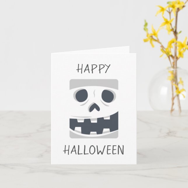 Happy Halloween Skeleton Face Card (Yellow Flower)
