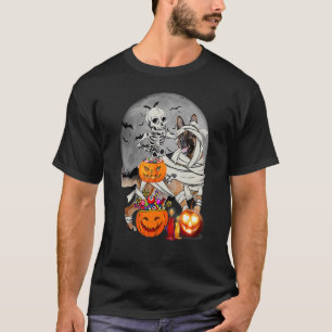 Happy Halloween Skeleton German Shepherd Mummy Dog T-Shirt