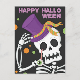 Happy Halloween Skeleton Postcard