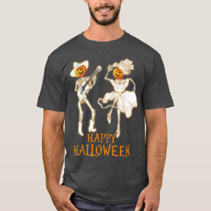 Happy Halloween Skeleton Pumpkin Playing Guitar 16 T-Shirt