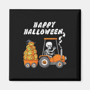Happy Halloween Skeleton Riding Tractor Boys Kids Magnet