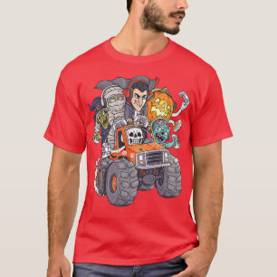 Happy Halloween Skeleton Zombie Monster Truck Vamp T-Shirt