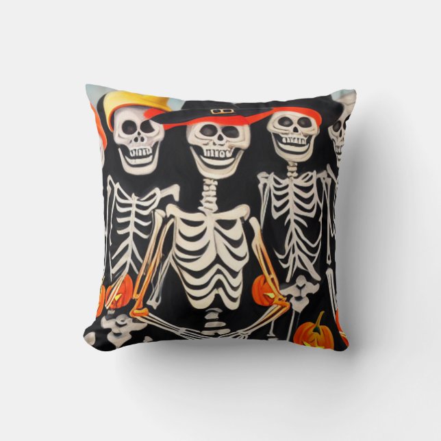 Happy Halloween Skeletons Cushion (Front)