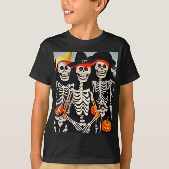 Happy Halloween Skeletons T-Shirt (Front)