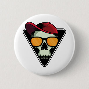 Happy halloween skull 6 cm round badge