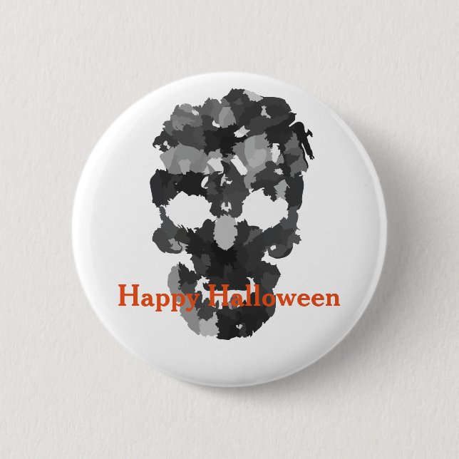 Happy Halloween Skull 6 Cm Round Badge (Front)