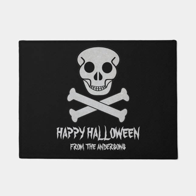 Happy Halloween Skull and Bones Doormat (Front)