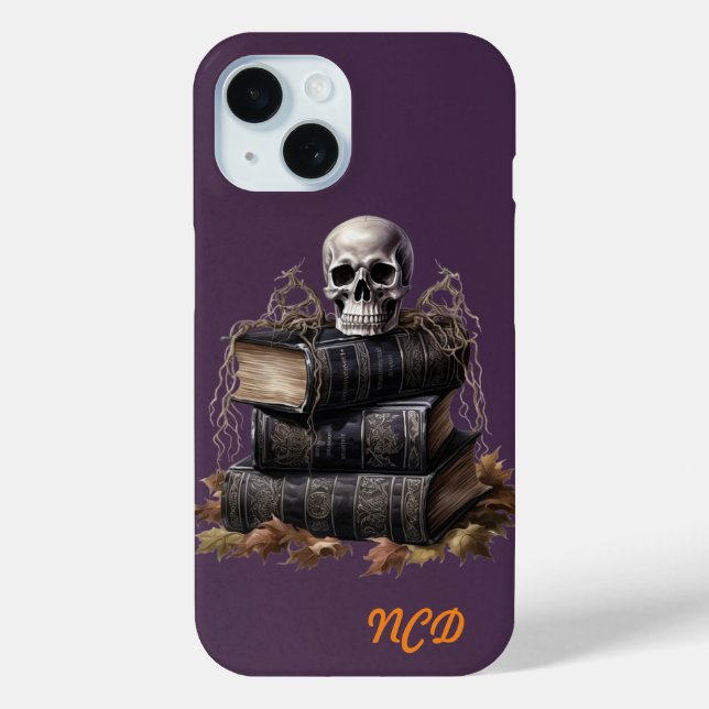 Happy Halloween Skull and Books Custom Case-Mate iPhone Case (Back)