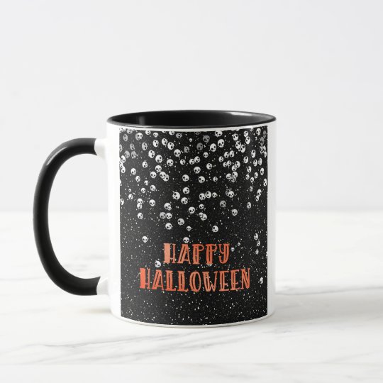 Happy Halloween Skull and Glitter Design Mug
