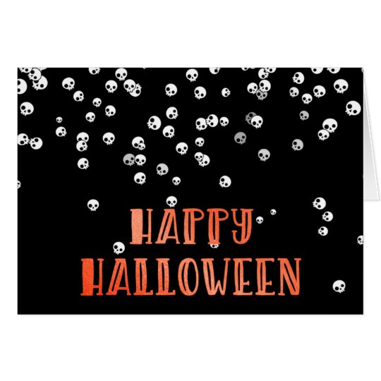 Happy Halloween Skull Confetti Design Card