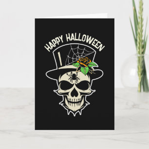 Happy Halloween Skull in Top Hat Card