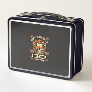 Happy Halloween Skull Mohawk Sunglasses Pumpkins B Metal Lunch Box