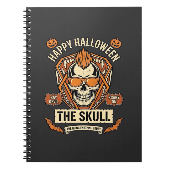Happy Halloween Skull Mohawk Sunglasses Pumpkins B Notebook (Front)