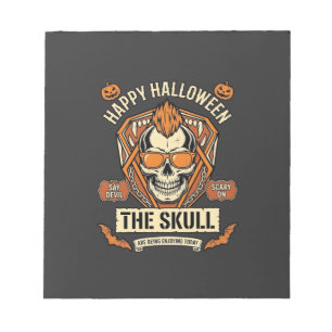 Happy Halloween Skull Mohawk Sunglasses Pumpkins B Notepad