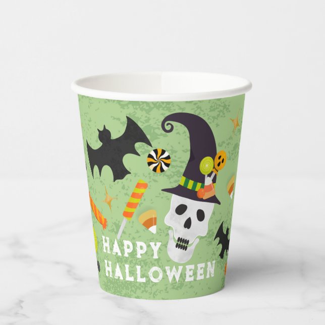 Happy Halloween Skull Party Paper Cups (Left)