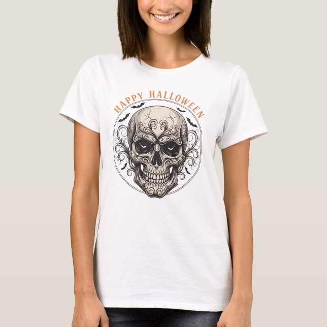 Happy Halloween Skull T-Shirt (Front)