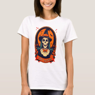 Happy Halloween skull witch wicked  T-Shirt