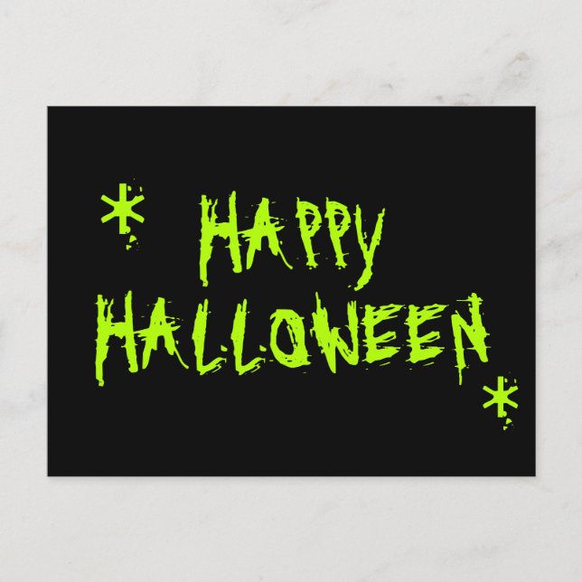 Happy Halloween slimy neon green and black spooky  Postcard (Front)