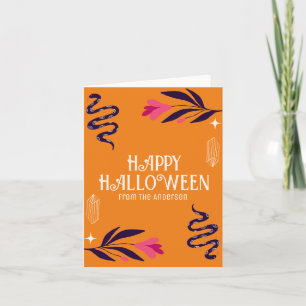 Happy Halloween Snakes Orange Personalise Card