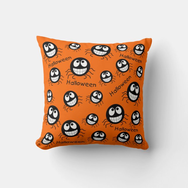 Happy Halloween Spider Collage Cushion (Front)