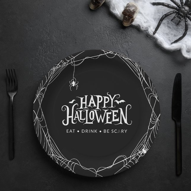 Happy Halloween Spider Eat Drink Be Scary Paper Plate (Happy Halloween Spider Eat Drink Be Scary Paper Plates)